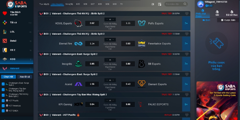 Bỏ túi cẩm nang cá cược Saba Esports dễ hái tiền nhất 